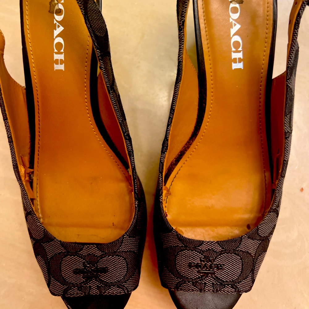 Coach, black and white wedge women’s shoe. Size 8 1/2. Barely worn.